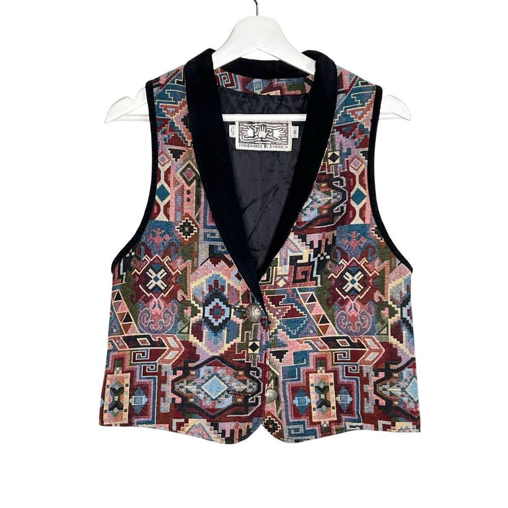 Native Component Handmade in America Shawl Lapel Vest Multicolor Women's Size M
